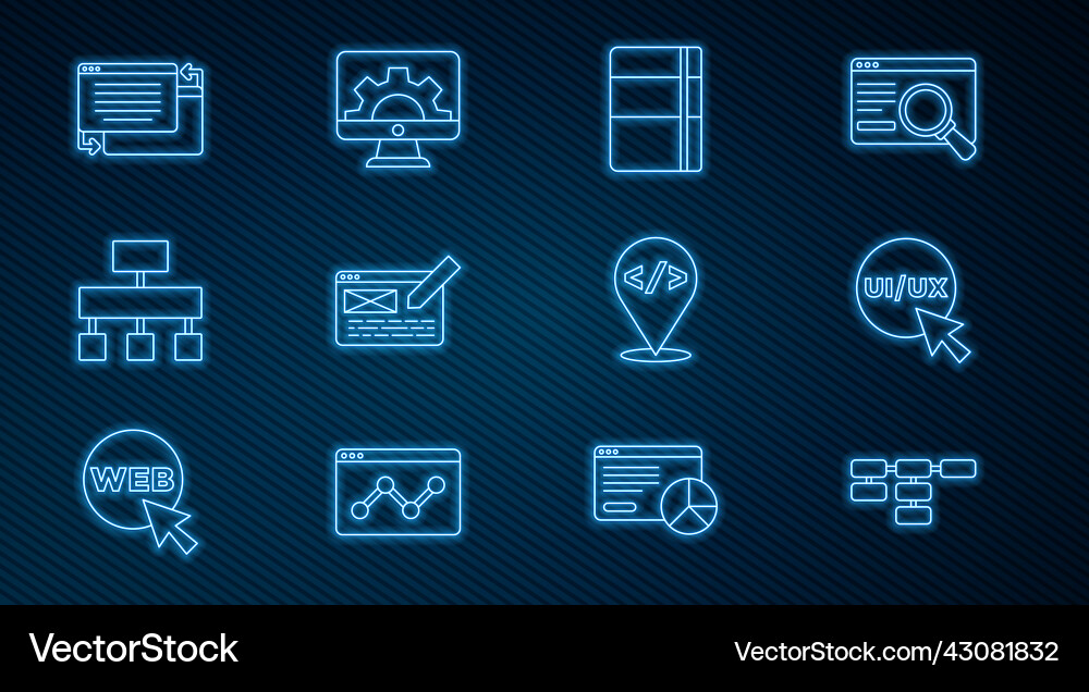 Set line site map ui or ux design sketchbook Set line site map ui or ux design sketchbook vector image