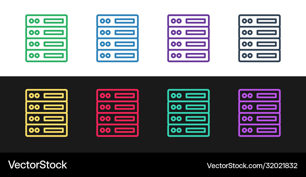 Setzen Sie Zeilenserver Daten Webhosting-Symbol isoliert Setzen Sie Zeilenserver Daten Webhosting-Symbol isoliert vektorbild
