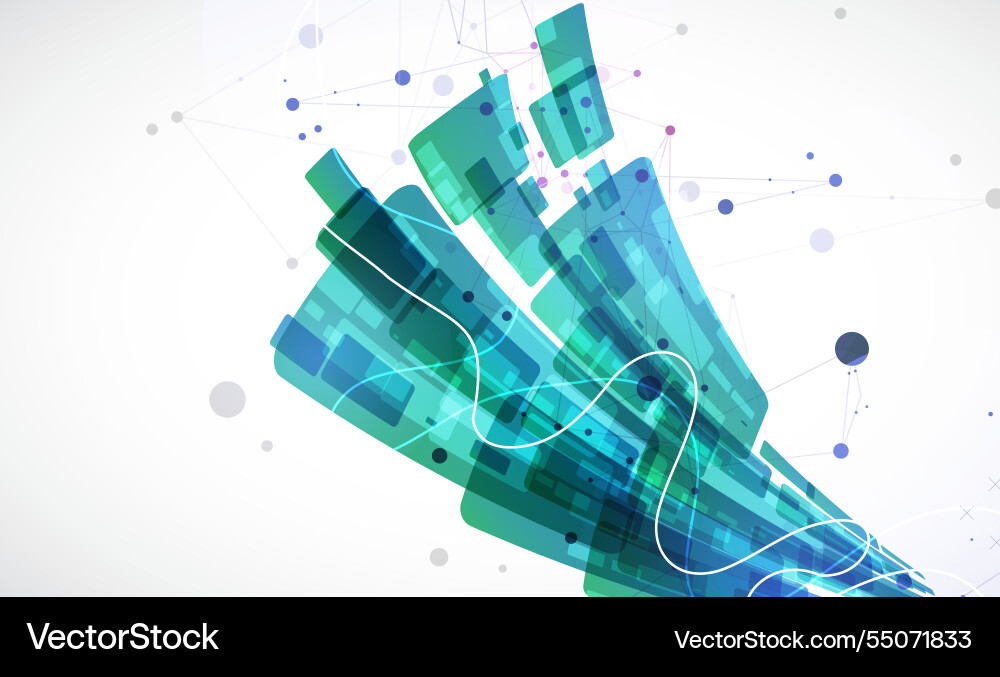 Abstract wave of rectangles with plexus elements Abstract wave of rectangles with plexus elements vector image