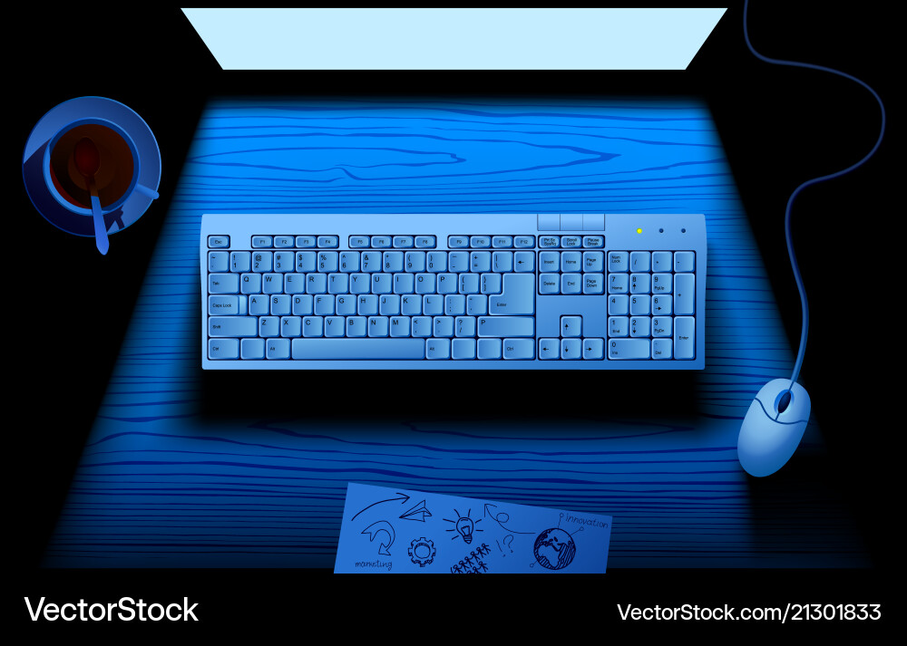 Blue Illuminated Keyboard Vector Image
