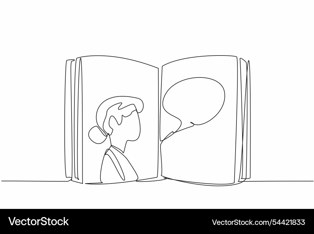 Continuous one line drawing an open book Continuous one line drawing an open book vector image