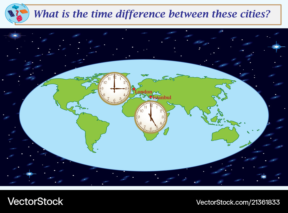 Logical task what is the time difference between Logical task what is the time difference between Vector Image