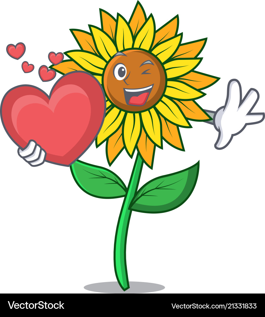 Mit Herz Sonnenblumen Maskottchen Stil Mit Herz Sonnenblumen Maskottchen Stil vektorbild