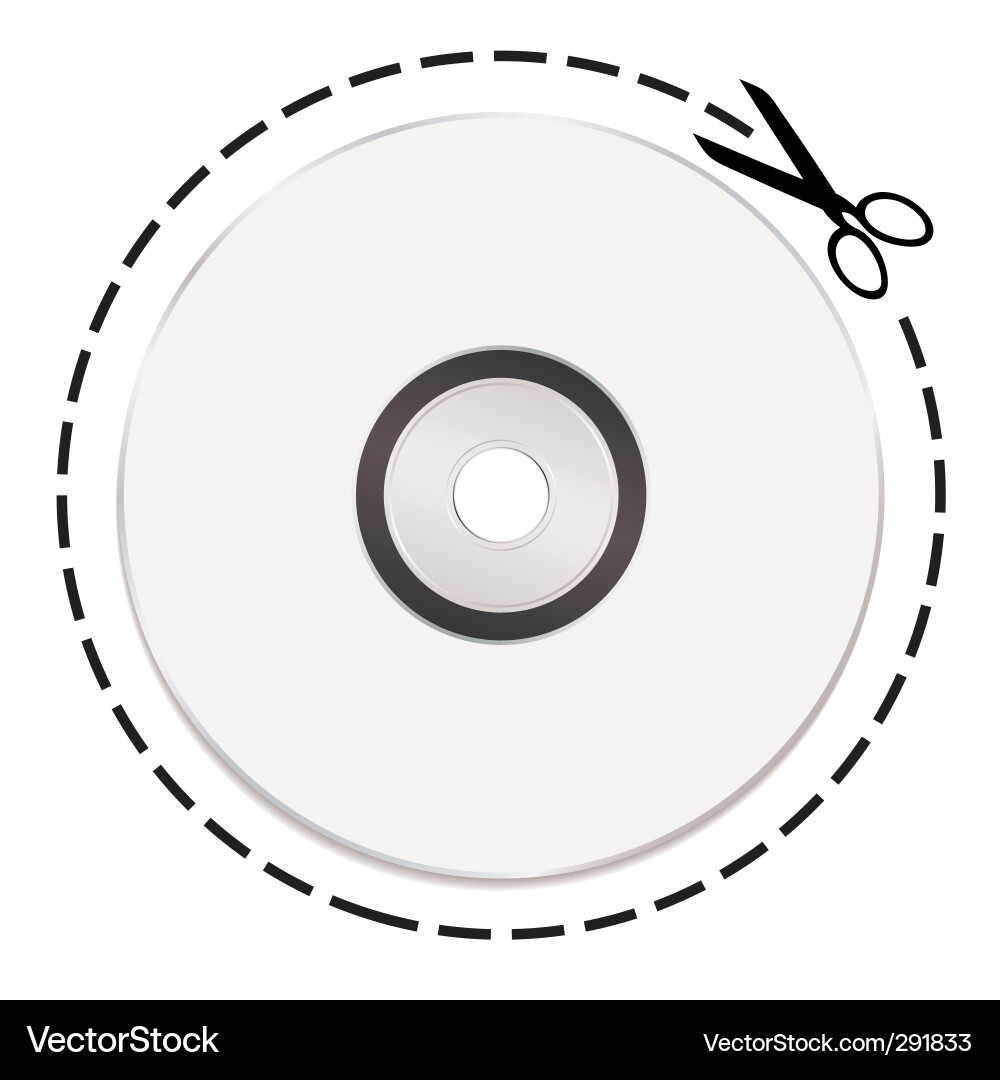 Music CD Token with Scissors Vector Image