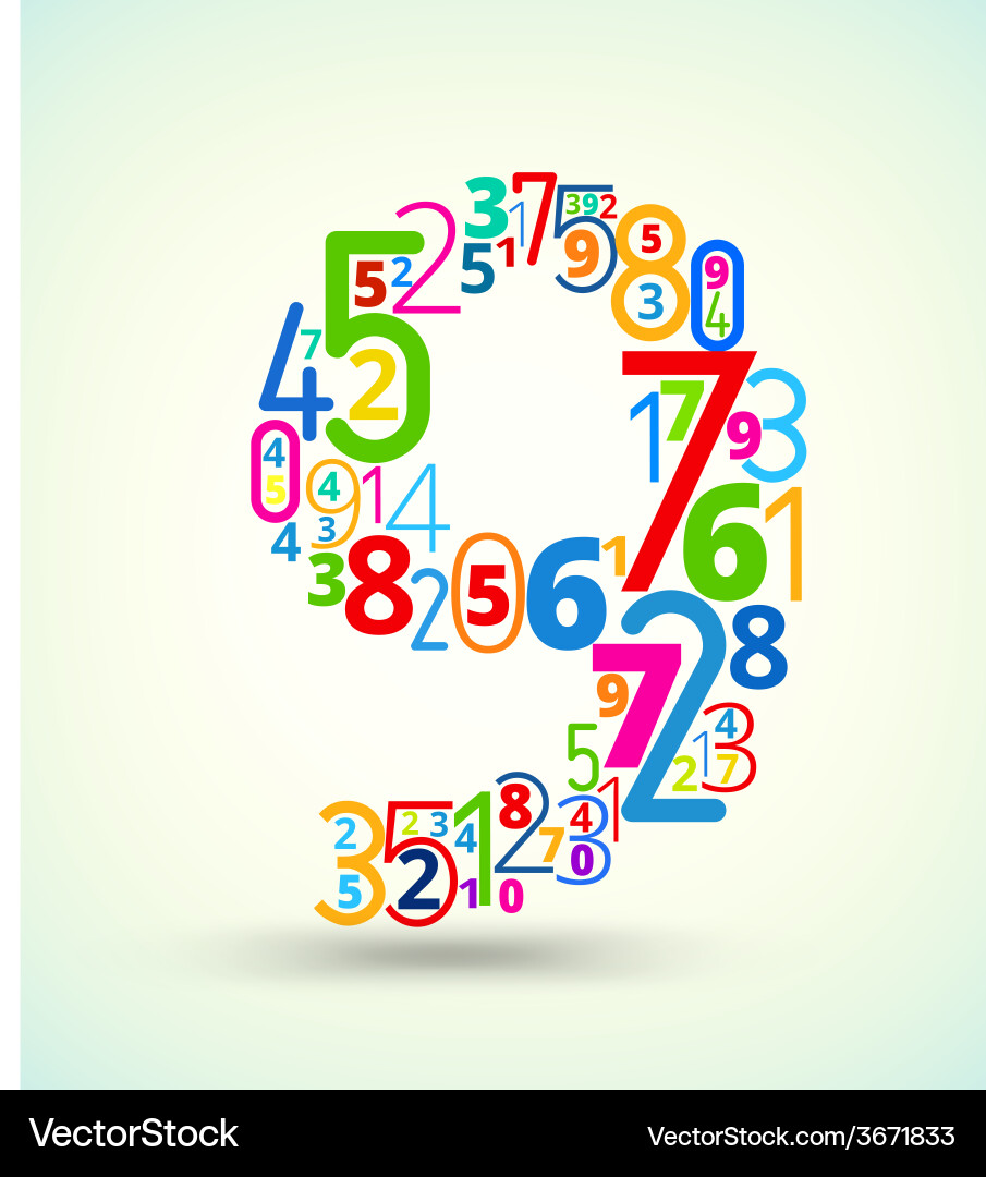 Number 9 colored font from numbers Vector Image