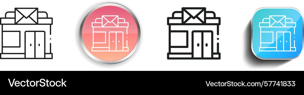 Post office icon thin linear regular and button Post office icon thin linear regular and button vector image