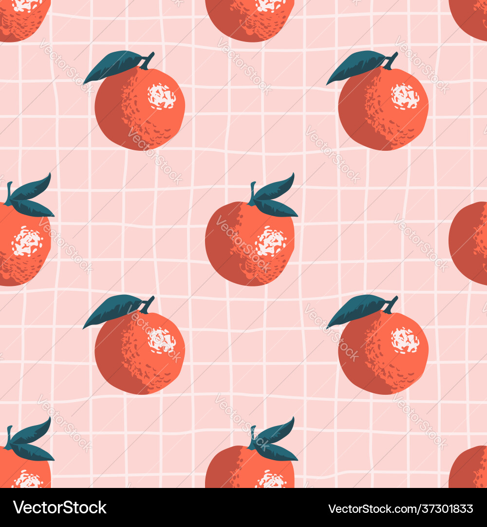 Seamless summer pattern with oranges on retro vector image