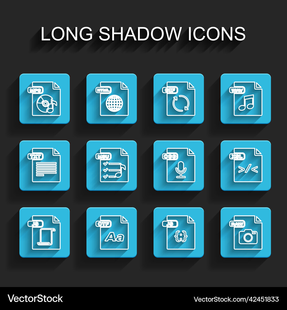 Set line js file document otf mp3 raw m3u xsl Set line js file document otf mp3 raw m3u xsl Vector Image