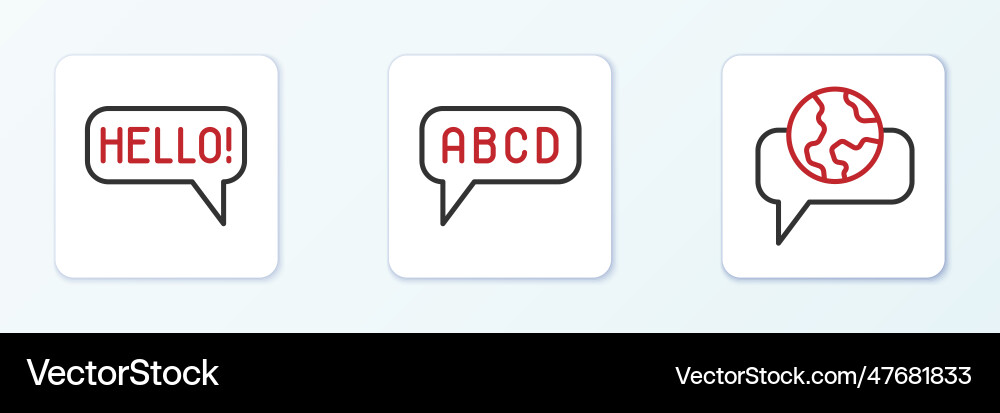 Set line learning foreign languages hello Set line learning foreign languages hello vector image