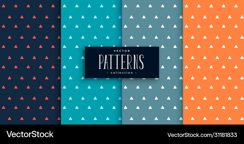 Small triangles cute patterns set in four colors vector image