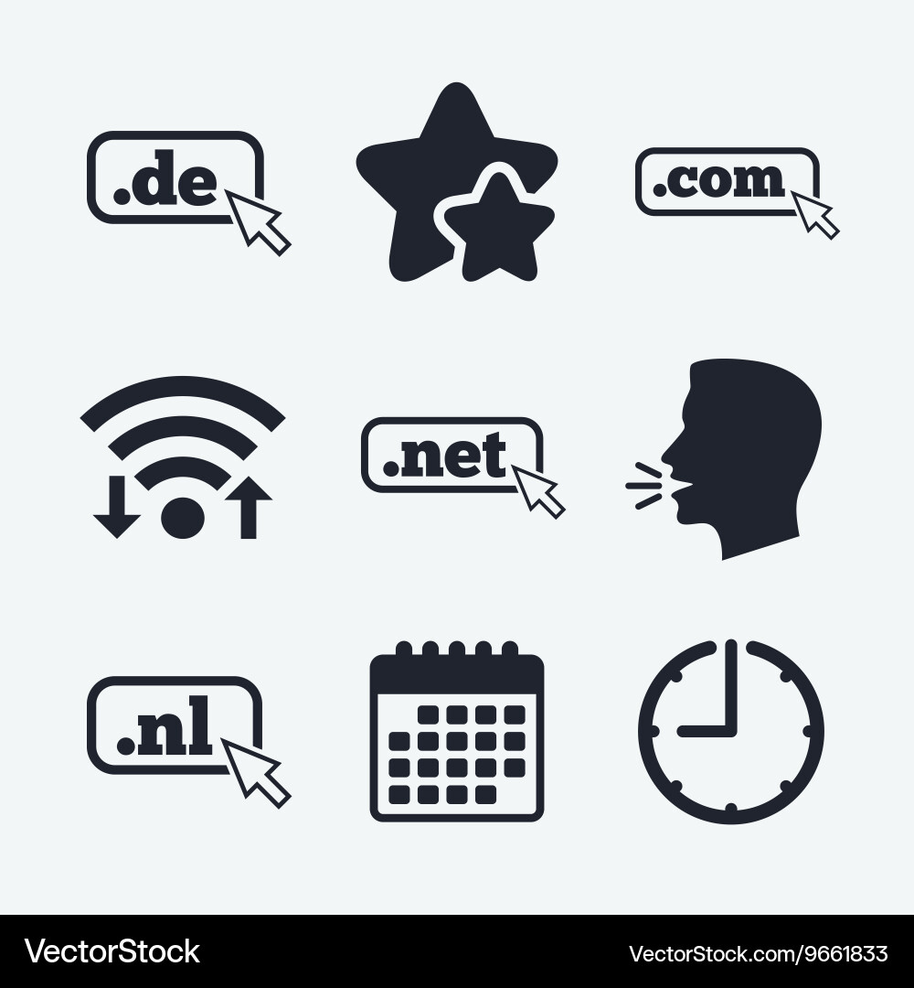 Top-level domains signs de com net and nl Vector Image