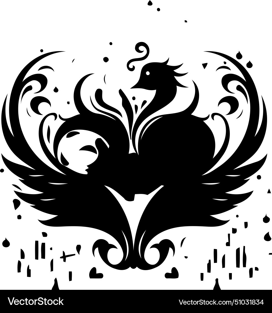 A white swan on dark background with abstract Vector Image