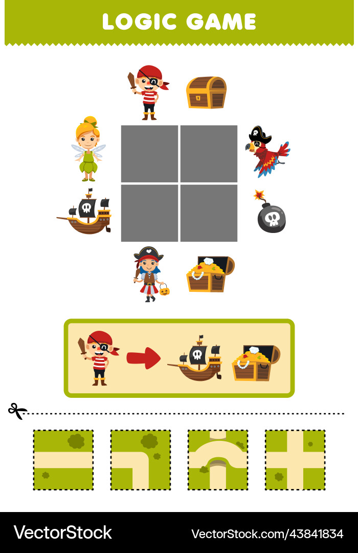 Education game for children logic puzzle build Education game for children logic puzzle build Vector Image