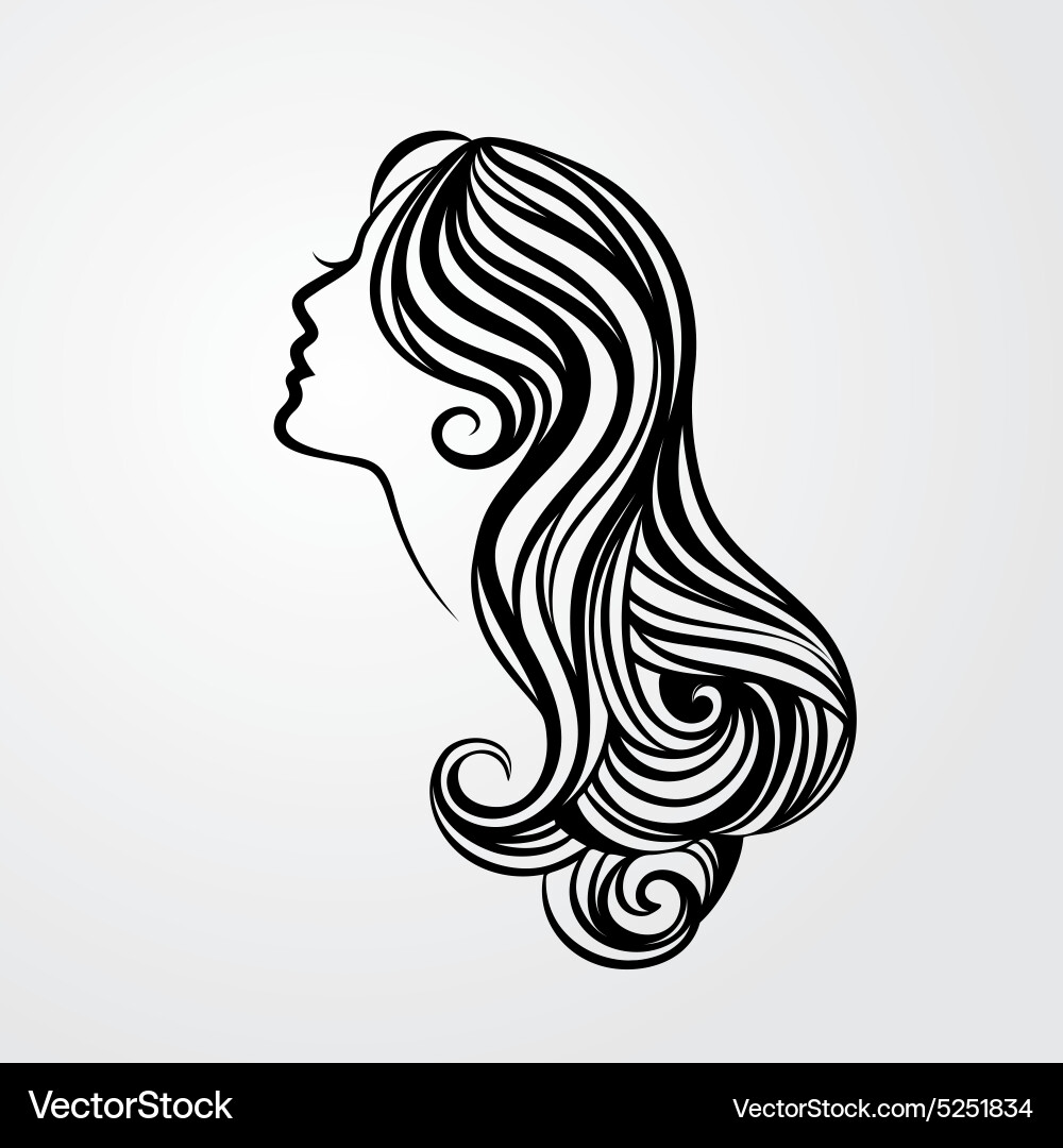 Elegant Woman with Long Hair Vector Image