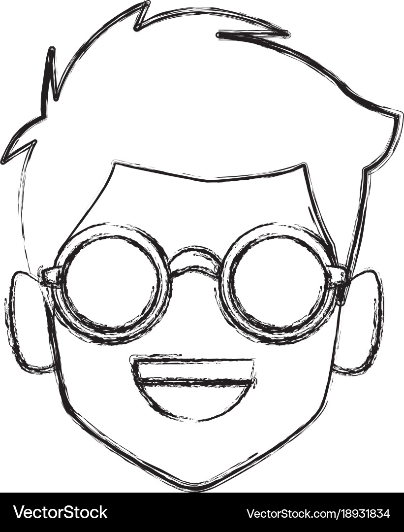 Geek man with round frame glasses vector image