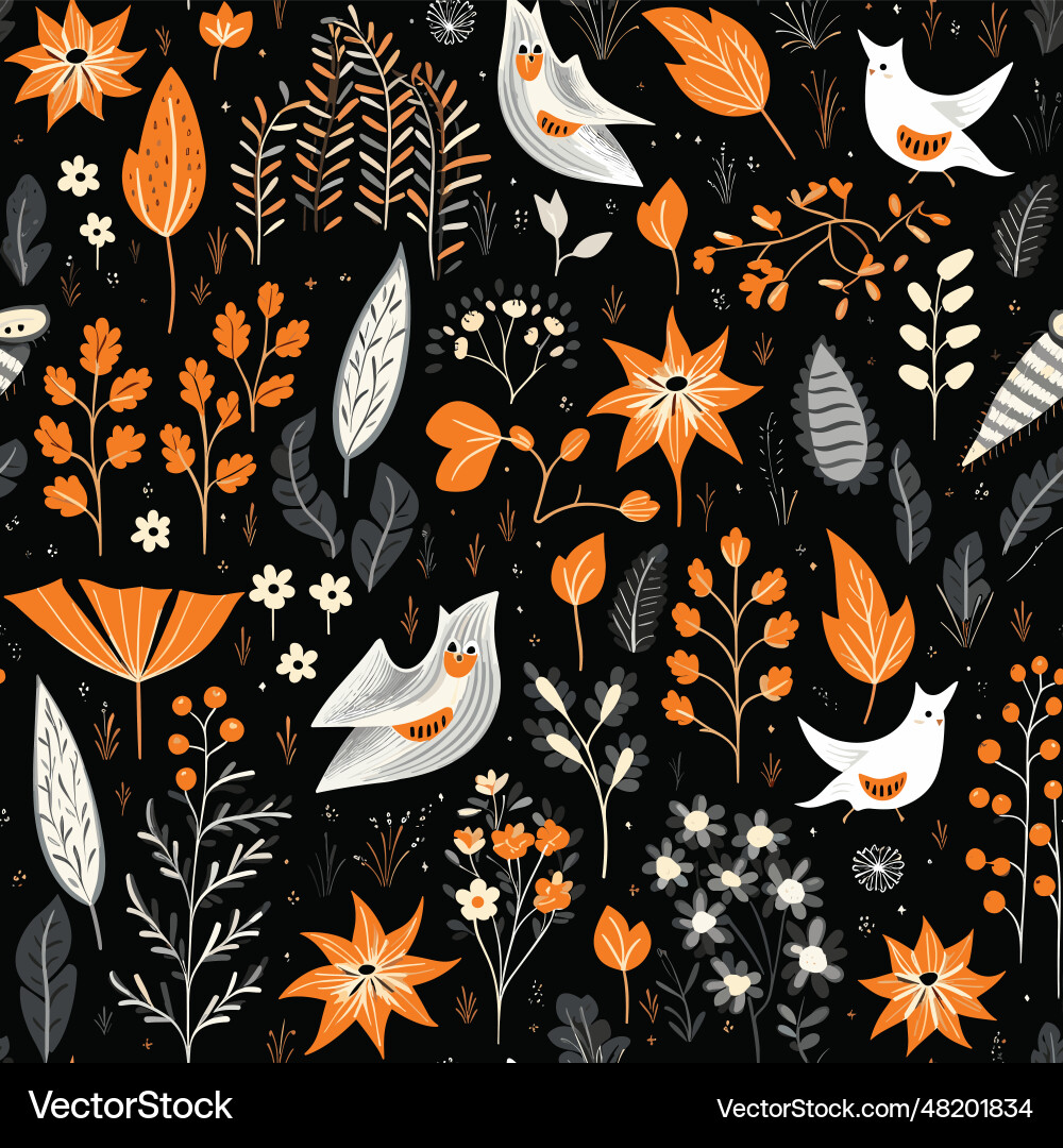 Ghostly pattern black background with ghosts Vector Image