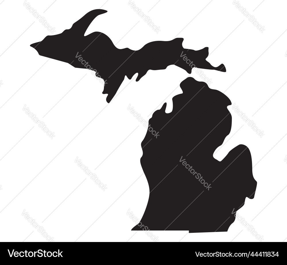 Michigan State Map Silhouette Vector Image