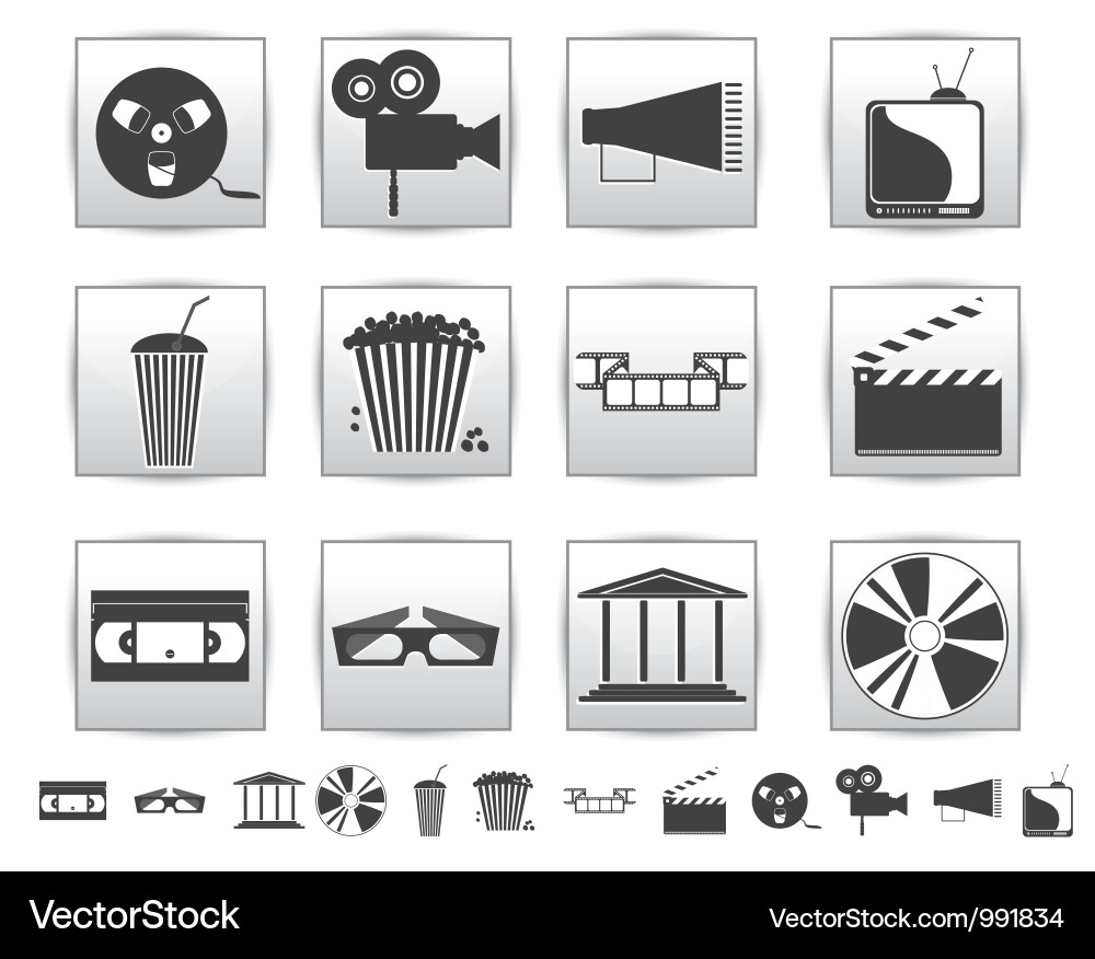 Movie icons film and square icon vector image