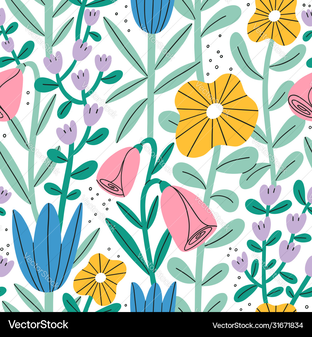 Pastel Floral Garden Pattern vector image