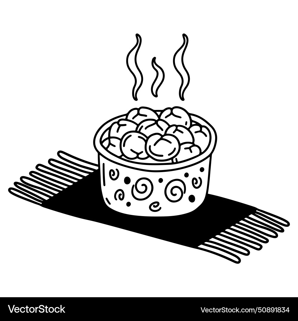 Plate with dumplings on table in rustic style Vector Image