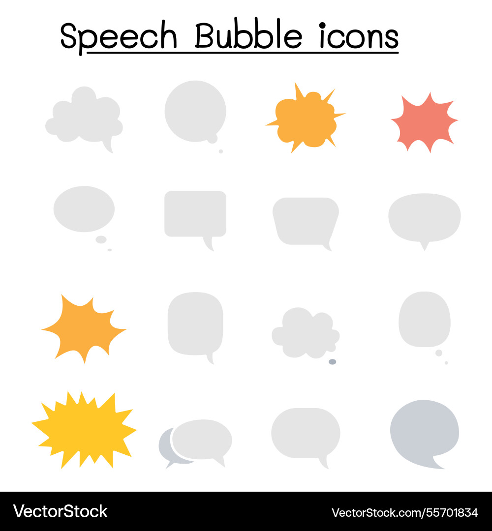 Speech bubble icon set in flat color style Speech bubble icon set in flat color style vector image