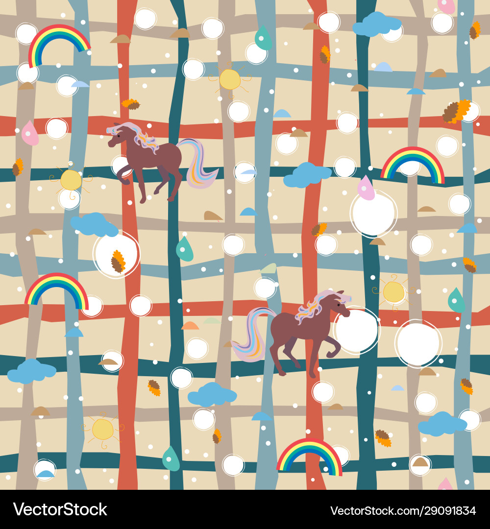 Unicorn seamless pattern with decorative elements vector image