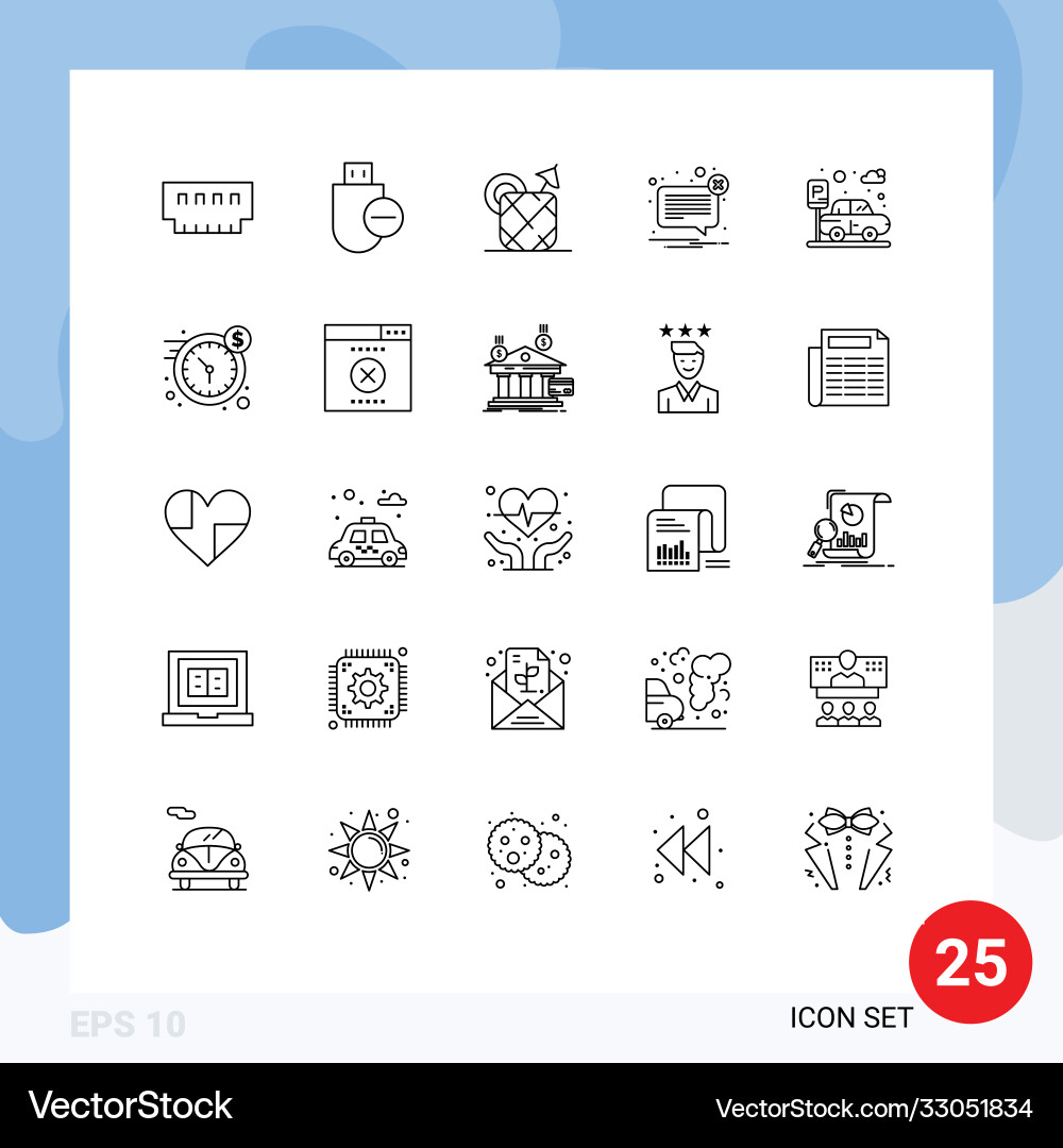 User interface pack 25 basic lines message Vector Image