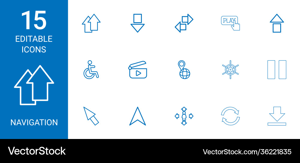 15 navigation icons vector image