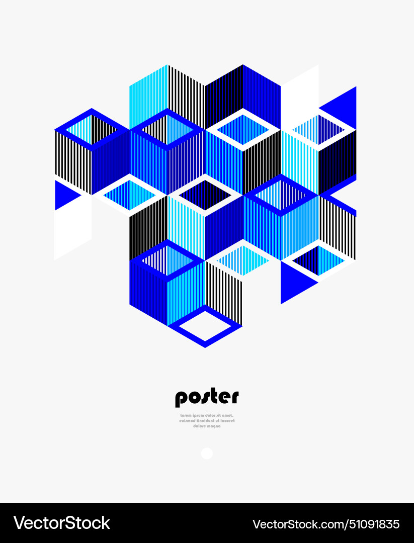 Blue abstract geometric background with cubes Vector Image