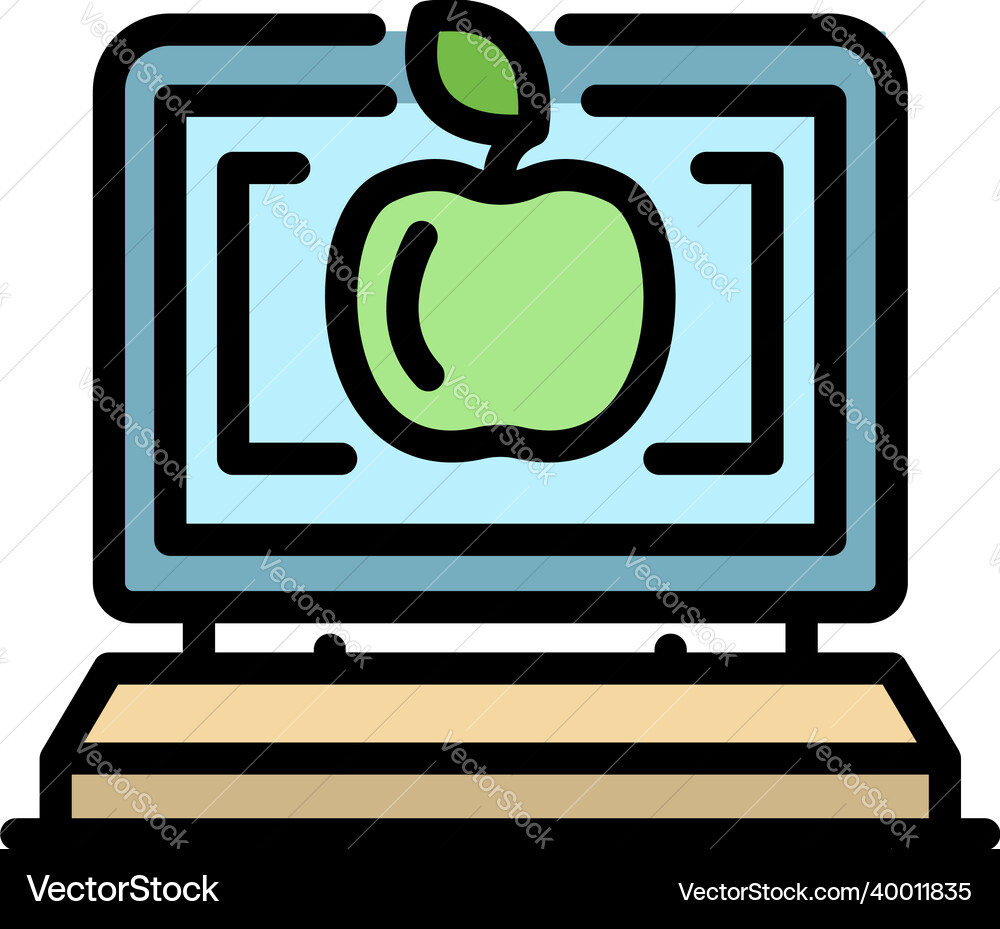 Computer foreign language study icon color outline Computer foreign language study icon color outline Vector Image