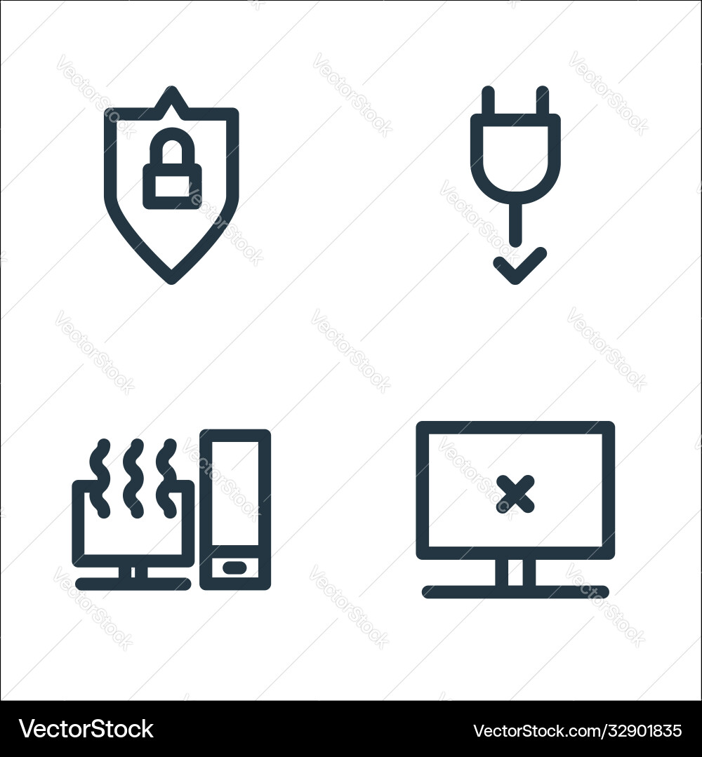 Computer hardware line icons linear set quality Computer hardware line icons linear set quality Vector Image