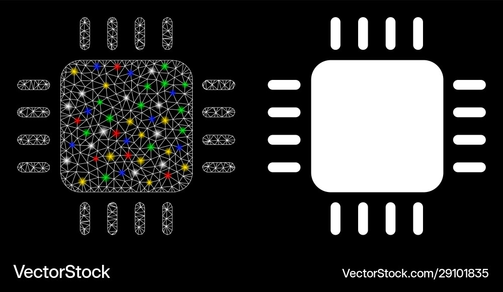 Flare mesh wire frame processor icon with Flare mesh wire frame processor icon with vector image