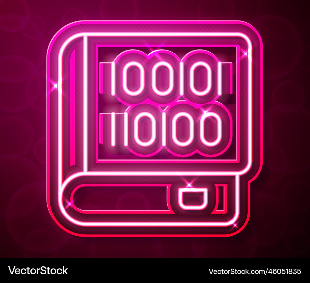 Glowing neon line books about programming icon Glowing neon line books about programming icon vector image