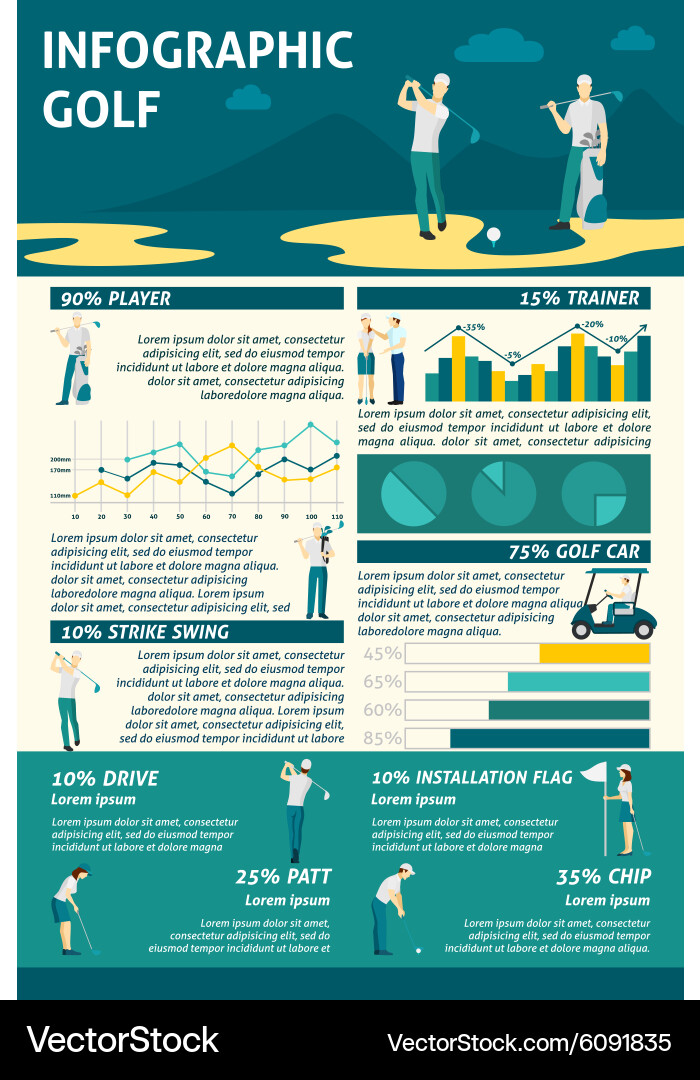 Usga Inforgraphics Golf infographics set Royalty Free Vector Image