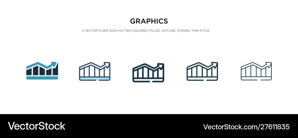 Graphics icon in different style two colored vector image