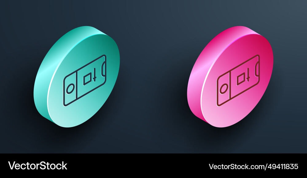 Isometric line mobile phone with record frame Isometric line mobile phone with record frame vector image