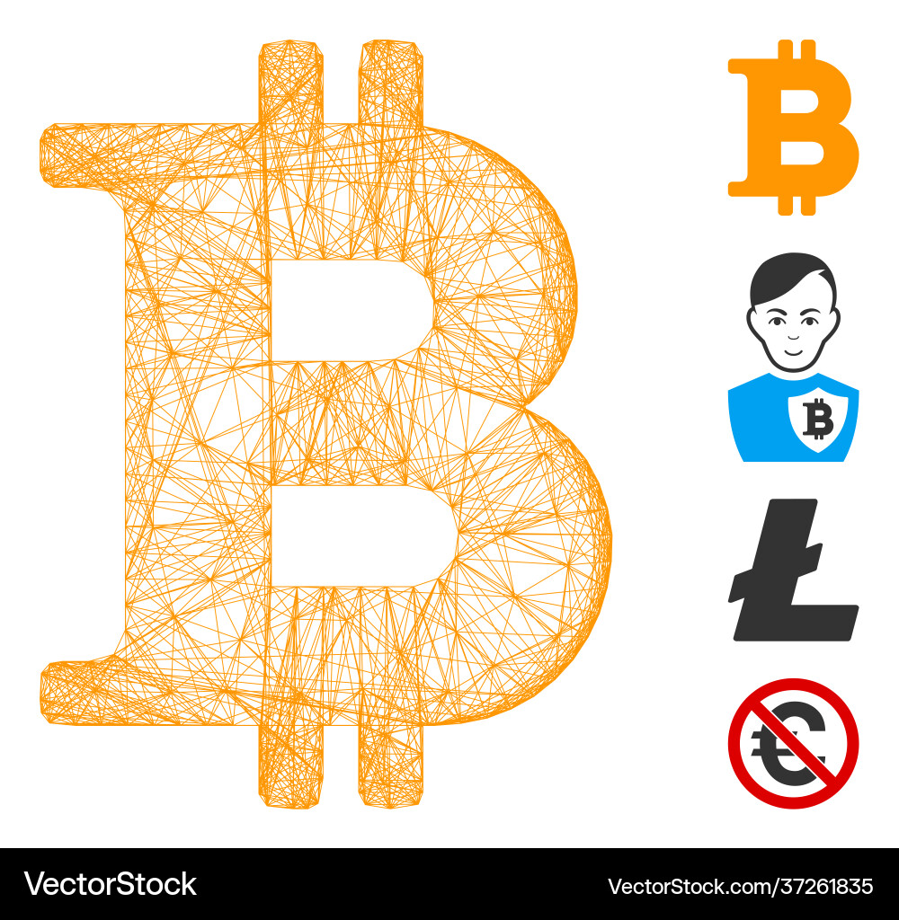 Linear bitcoin symbol mesh Linear bitcoin symbol mesh Vector Image