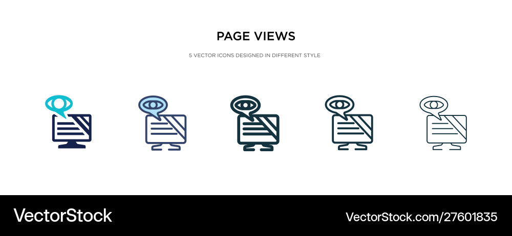 Page views icon in different style two colored Page views icon in different style two colored vector image