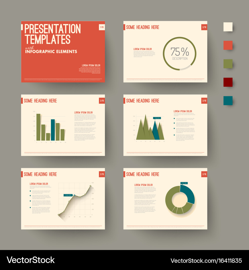 Presentation slides with infographic elements vector image