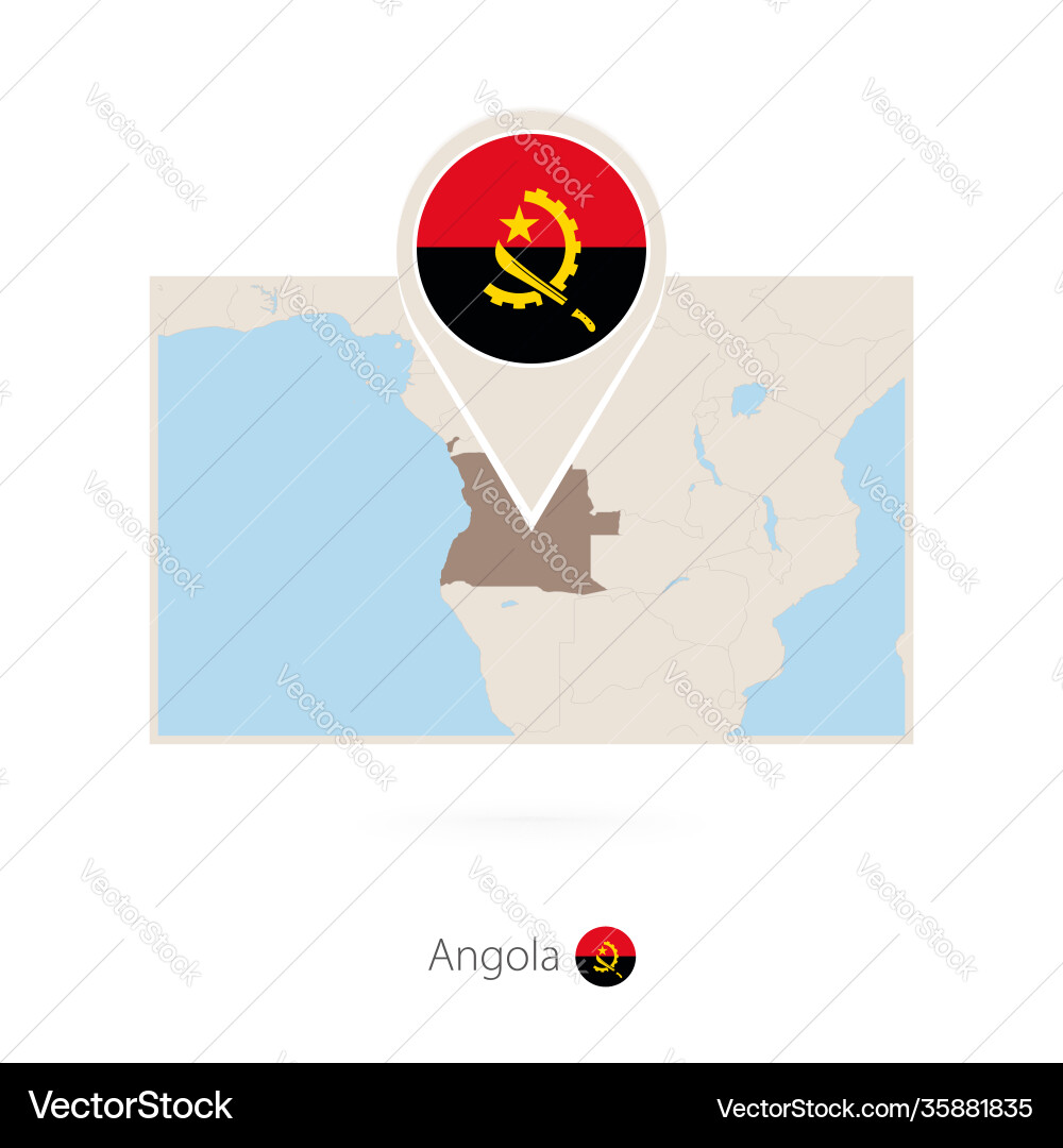 Rectangular map angola with pin icon Rectangular map angola with pin icon vector image