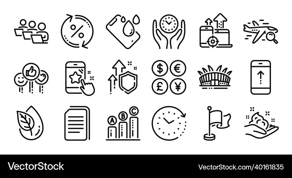 Safe time copy files and search flight line icons Safe time copy files and search flight line icons Vector Image