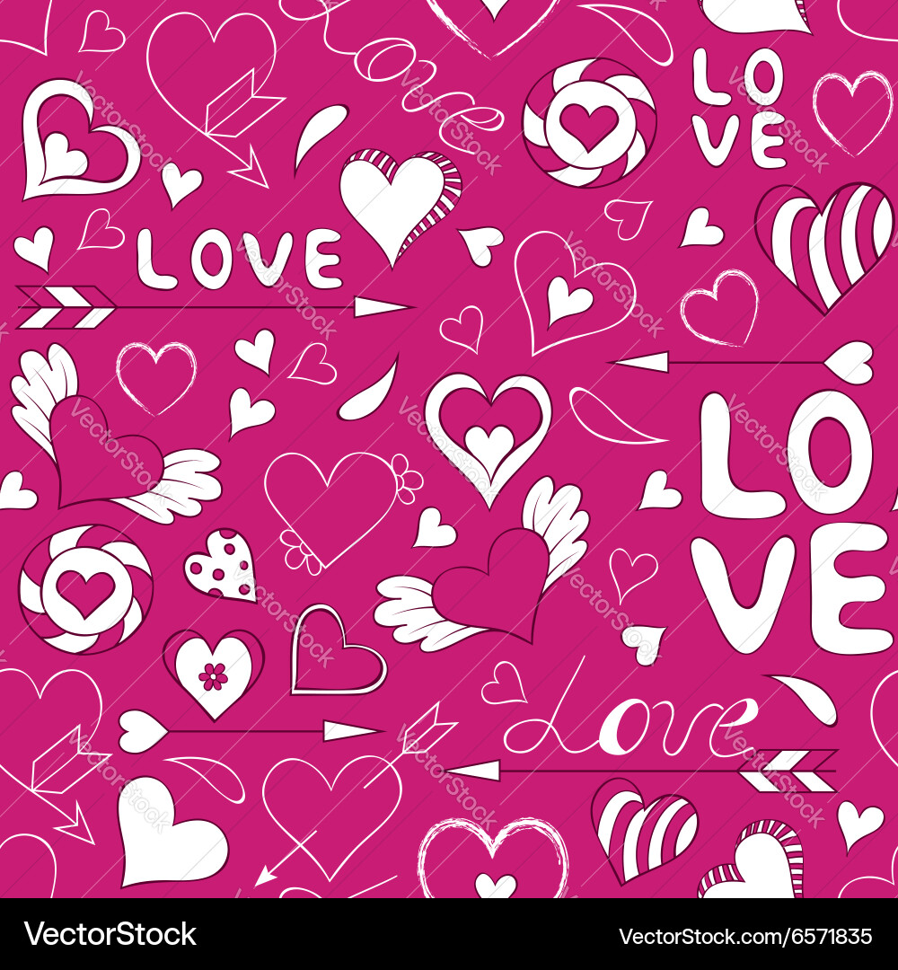 Seamless pattern with hearts vector image
