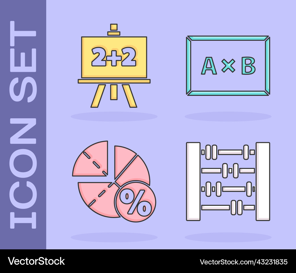 Set abacus chalkboard graph schedule chart vector image