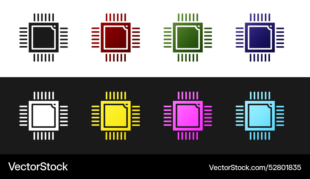 Set computer processor with microcircuits cpu Set computer processor with microcircuits cpu vector image