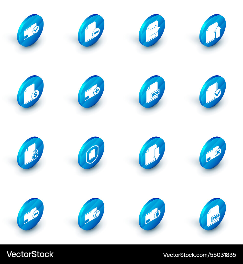 Set document with minus next page arrow upload Vector Image