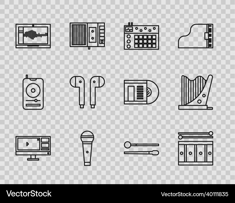 Set line video recorder or editor software Set line video recorder or editor software Vector Image