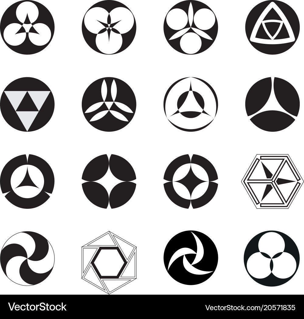 Set of logos geometric patterns circle vector image