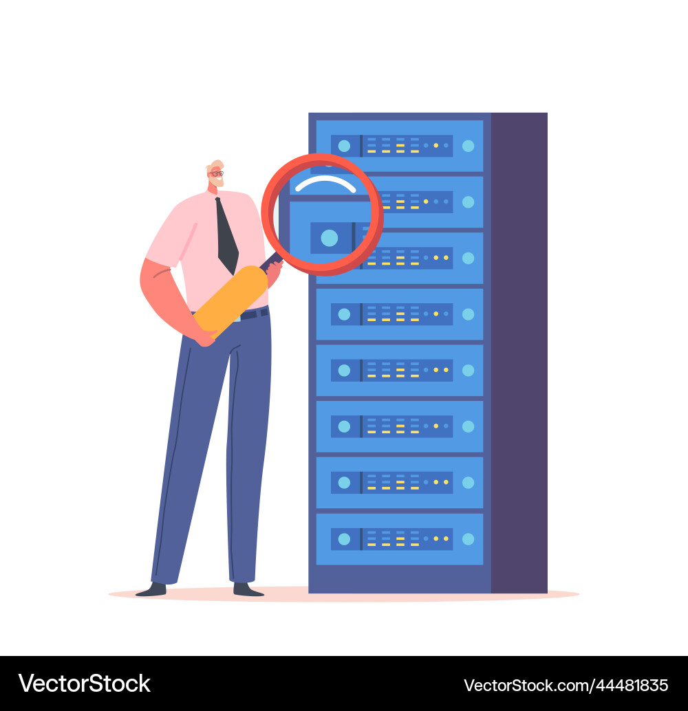 System administrator working with server rack vector image