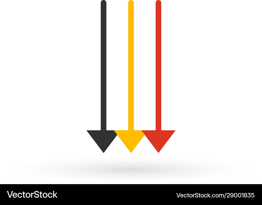 Three parallel vertical arrows in different Vector Image