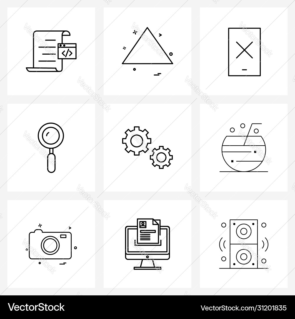 Ui set 9 basic line icons engine gear vector image